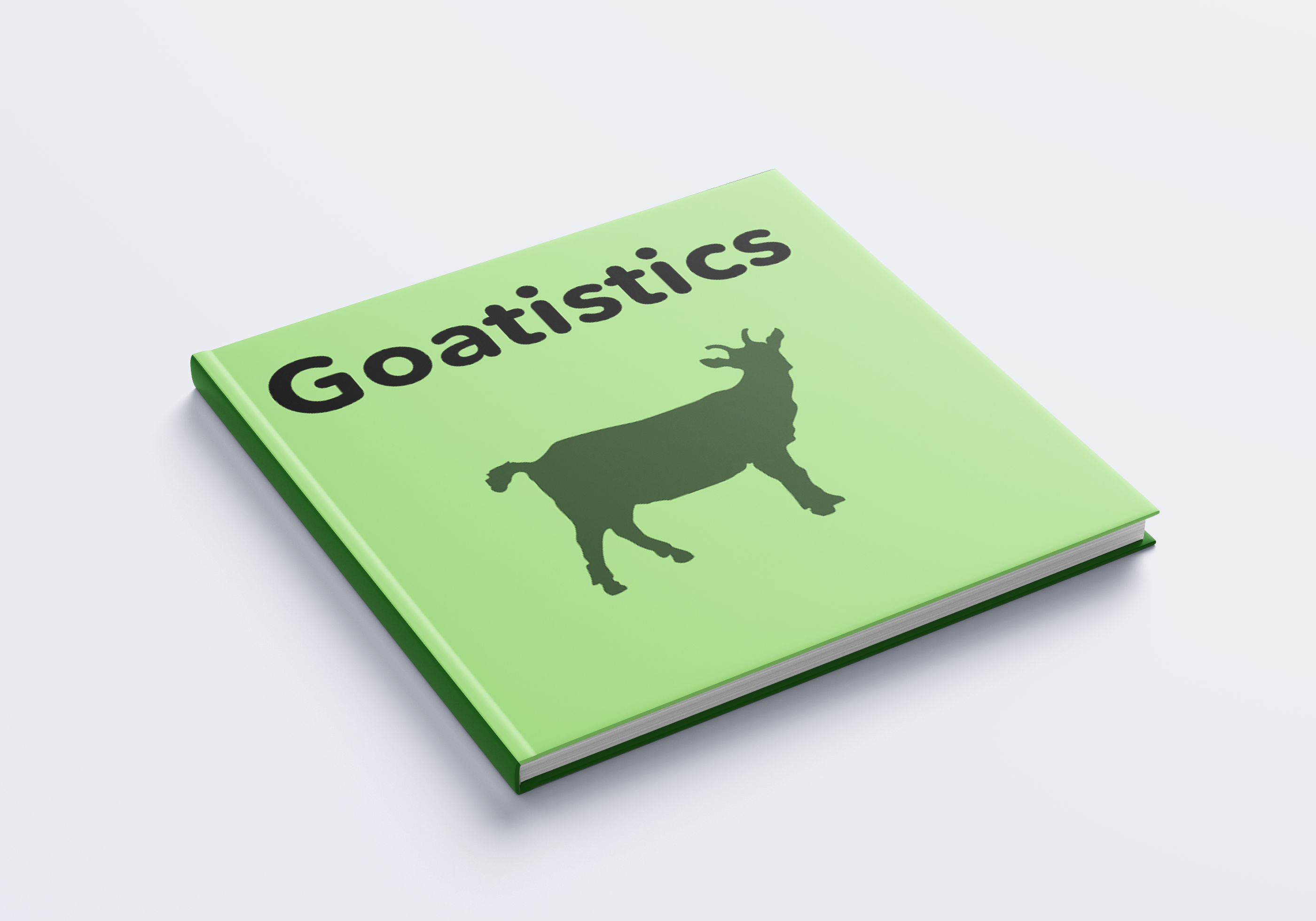 Goatistic green goat type book with goat outline on cover